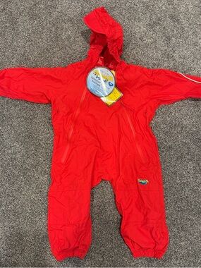 Splashy Red Kids Waterproof Rain Suit - Size 12-18M